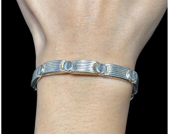Vintage Signed BA 925 Bracelet Panel Link Round and