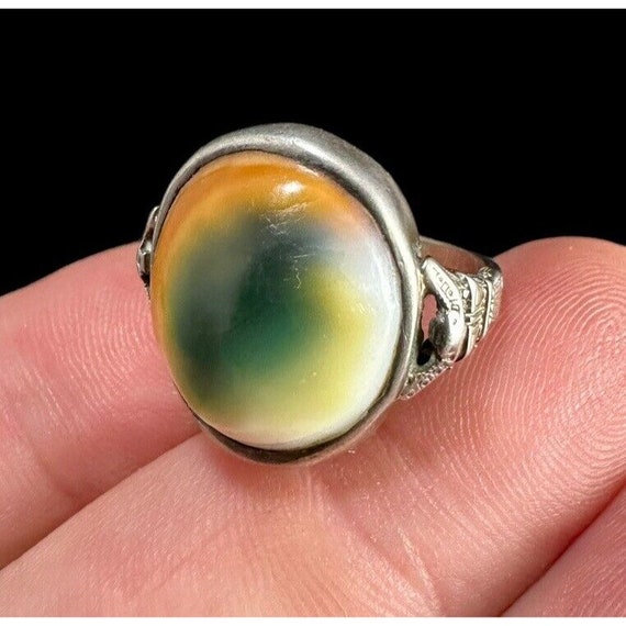 Ring 18k White Gold Operculum Shell Antique Victor