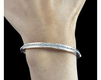 Kate Spade Rose Gold Tone RING IT UP Clear Pave Hinged Bangle