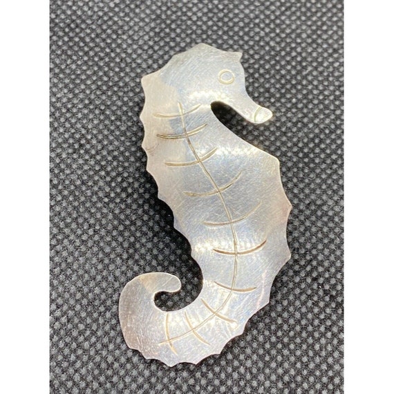 Vintage Sterling Silver 925 Seahorse Brooch Pin - image 4