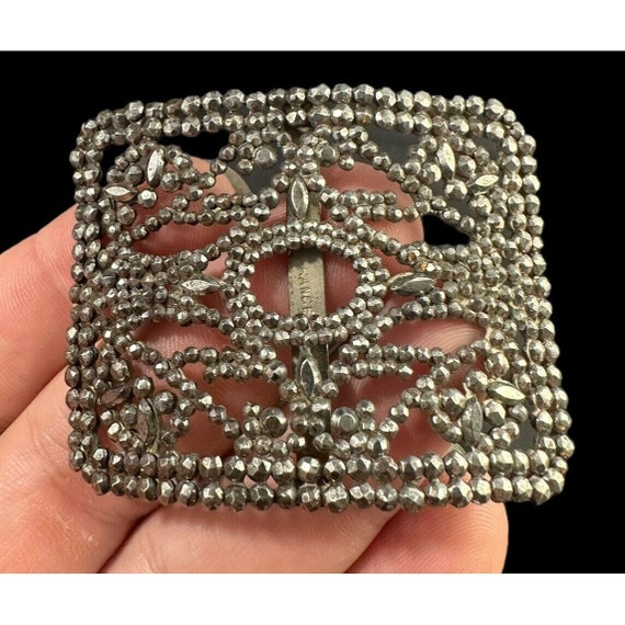 Antique Georgian Cut Steel Shoe Belt Buckle Rivet… - image 4