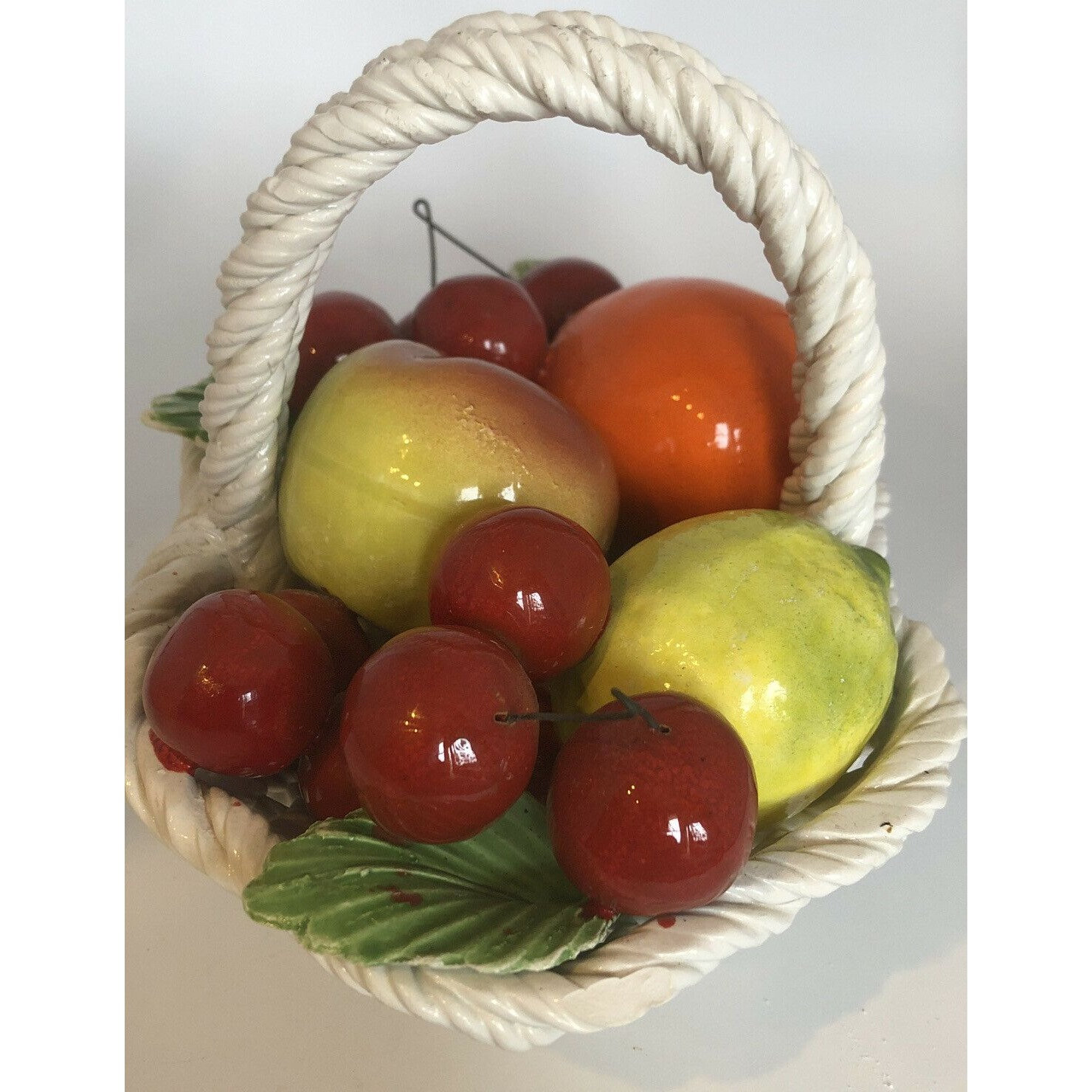 Capodimonte Bowl Ceramic Lattice Bowl of Fruit Made in Italy