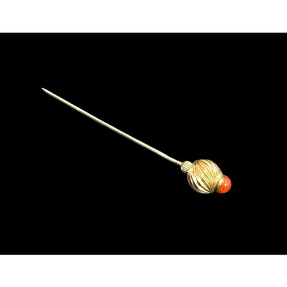 Antique Gold Filled Carnelian Stick Hat Pin - image 6