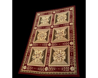 4x6 RUG French Aubusson Style Needlepoint Oriental Area Rug Floral Panels