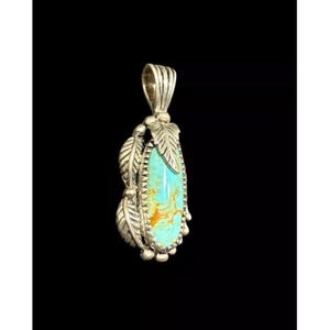 Carol Felley &#39;96 Sterling Silver Turquoise Pendant Ethnic Southwestern