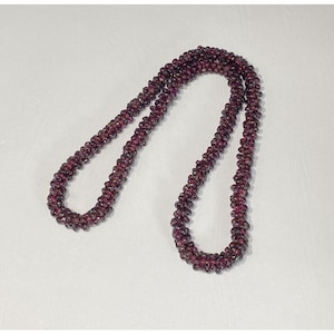 VTG Purple Pyrope Garnet Rondelle Cluster 24&quot; Beaded Rope Necklace 93.5 Grams