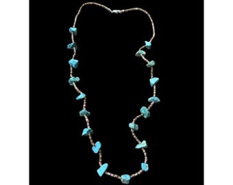 Santo Domingo Turquoise Shell Heishi Necklace Sterling Silver Clasp Beaded