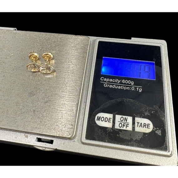 14k Estate Yellow Gold Moissanite Stud Earrings W… - image 2