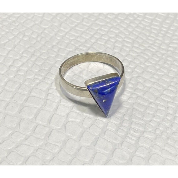 Lapis Lazuli Gemstone Triangle 925 Silver Ring Tr… - image 2