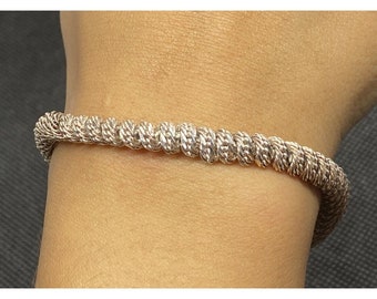 Vintage 925 Sterling Silver Bracelet Italy Silver Twist Chain