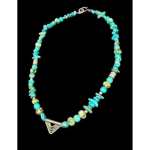 Sterling Silver And Turquoise Beaded Necklace Eth… - image 3