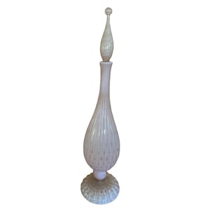 Murano Art Glass Pink Gold Fleck Statement Vase Decanter With Lid Footed HUGE