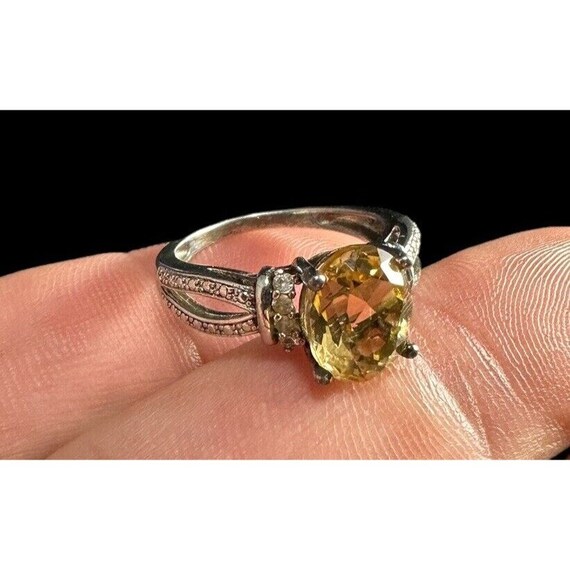 Ring Signed 925 SAI Citrine And Cubic Zirconia Co… - image 1