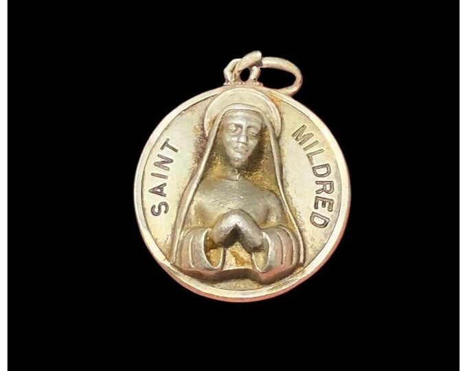 Vintage Creed Sterling Silver Saint Mildred Medal Catholic Religious ...