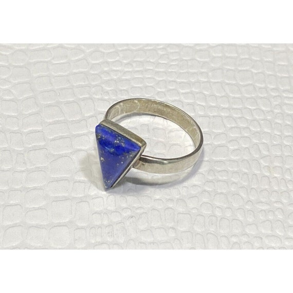 Lapis Lazuli Gemstone Triangle 925 Silver Ring Tr… - image 3
