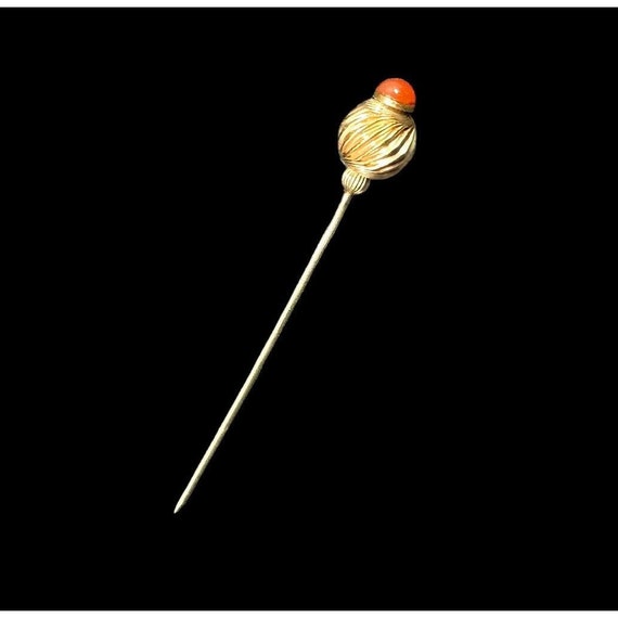Antique Gold Filled Carnelian Stick Hat Pin - image 1