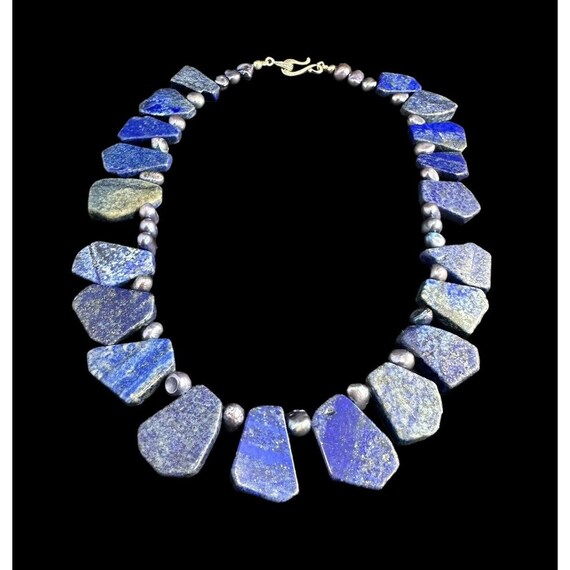 Necklace 925 Multi Gemstone Lapis Lazuli And Midn… - image 6