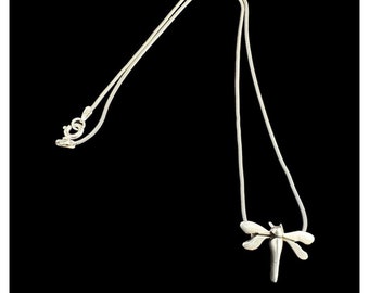 Necklace Sterling Silver Dragonfly Pendant 925 Italy Rope Chain Vintage