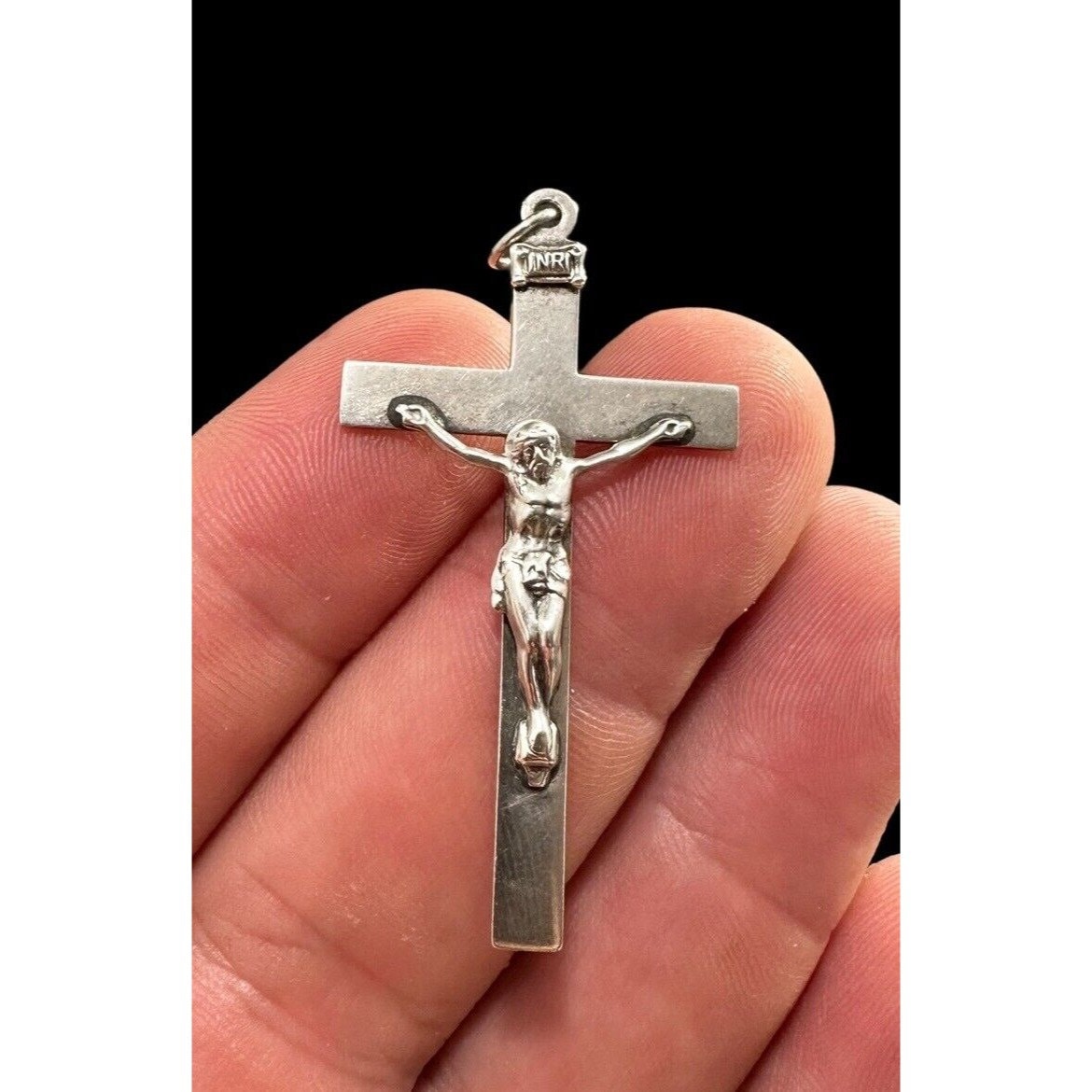 Vintage INRI Italy Sterling Silver Cross Pendant Jesus Christ Crucifix ...