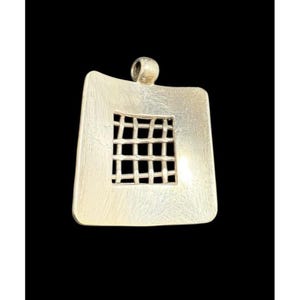 925 Taxco Mexico Modernist Pendant Square Mid Century Sterling Silver Geometric