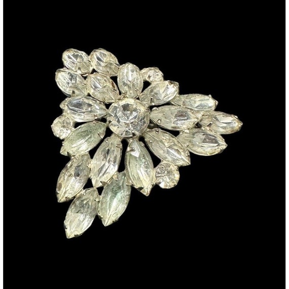 Art Deco Large Clear Marquise Pronged Crystal Bro… - image 3