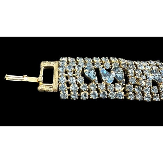 Bracelet Vintage Blue Wide Round Marquis Rhinesto… - image 3