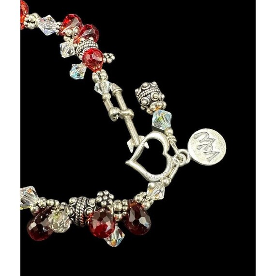 925 Red And Clear Crystal Charm Bracelet Heart Ar… - image 8