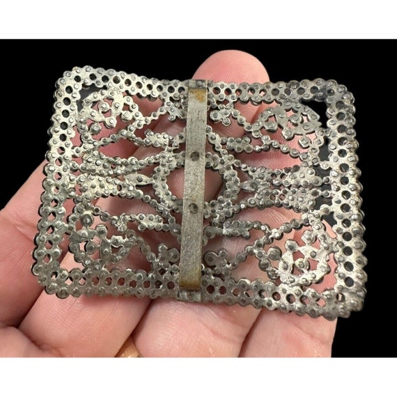 Antique Georgian Cut Steel Shoe Belt Buckle Rivet… - image 6