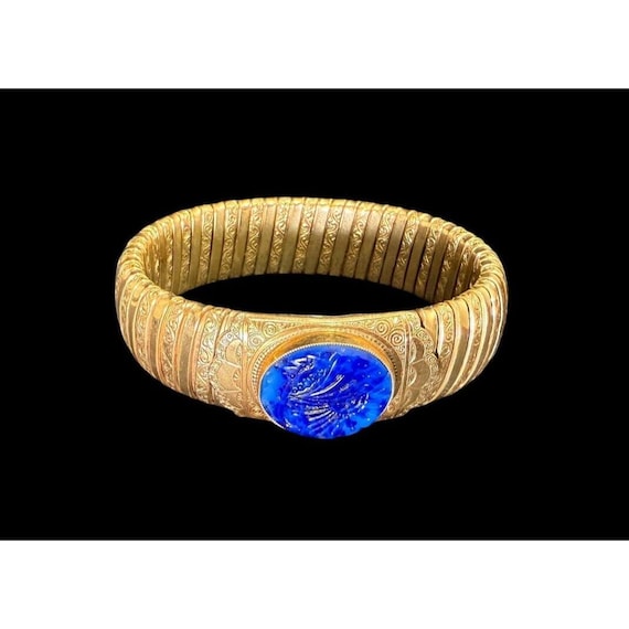 KJAG Kollmar & Jourdan German Gold Shell Bracelet Bangle Etched