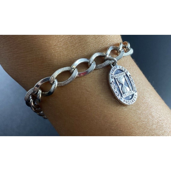 Silver Cuban Link Bracelet with Oval Emblem Oval Cuban Bracelet with Lobster Clasp | 20mm Wide  main image 4