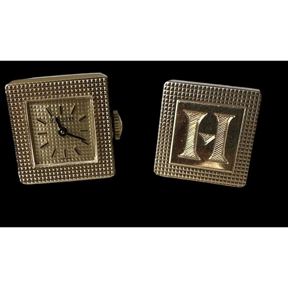 LeCoultre Cufflinks Authentic Vintage 14K Gold Hea