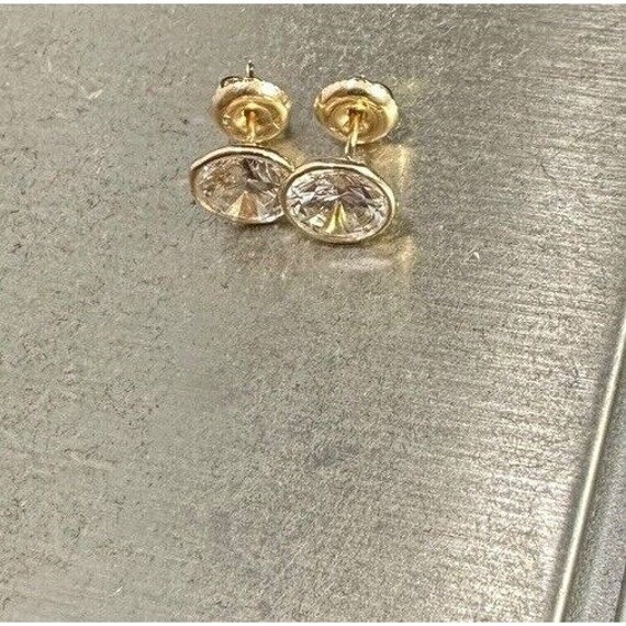 14k Estate Yellow Gold Moissanite Stud Earrings W… - image 3