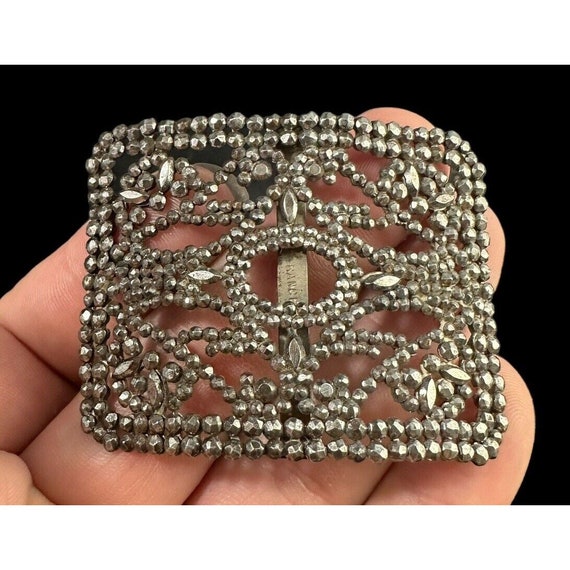 Antique Georgian Cut Steel Shoe Belt Buckle Rivet… - image 1