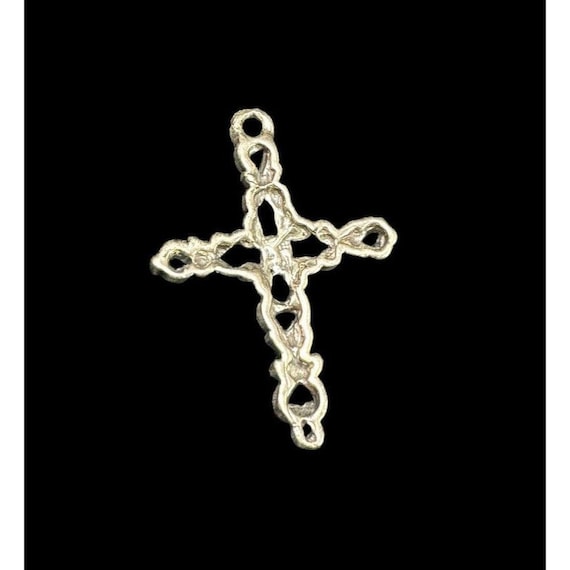 Cross Pendant Sterling Silver Hammered Scrollwork… - image 5