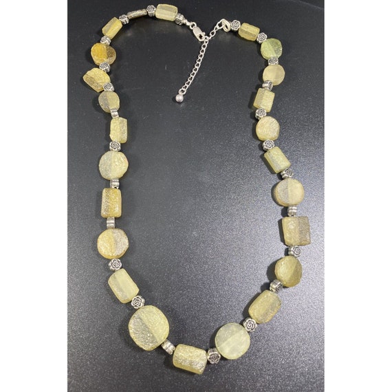 Vintage Sterling Silver Citrine Chain Link Necklace Ornate Floral Spacers View 5