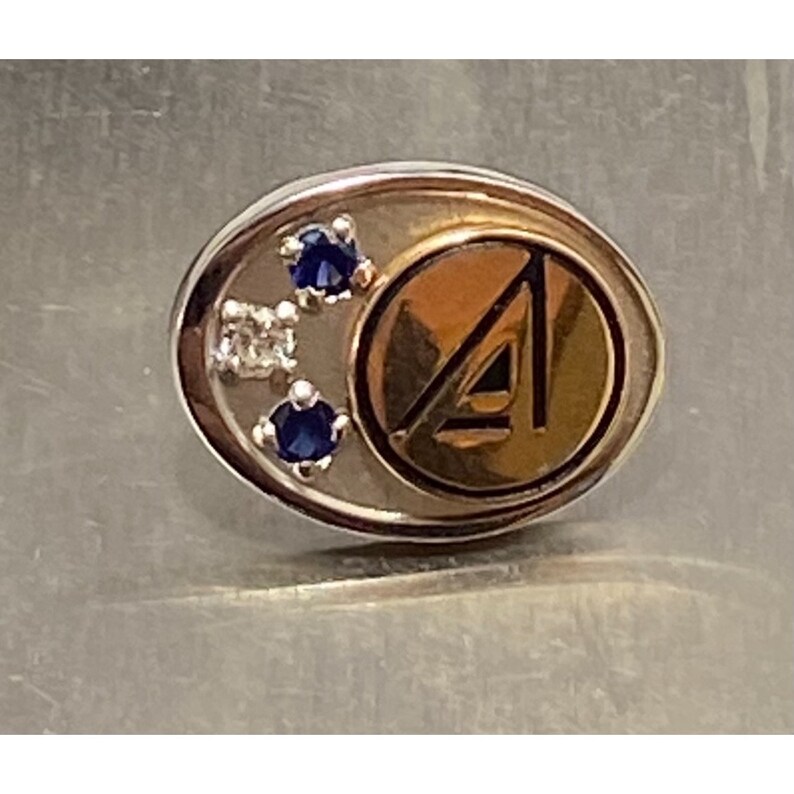 10K EMB CTO Lapel Pin Diamond Sapphire Chips A Two Tone Etsy