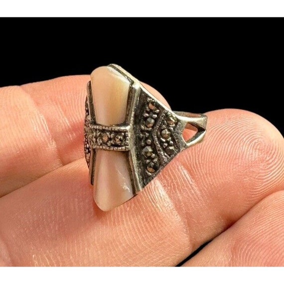 Ring Art Deco Sterling Silver Mother Of Pearl And… - image 5