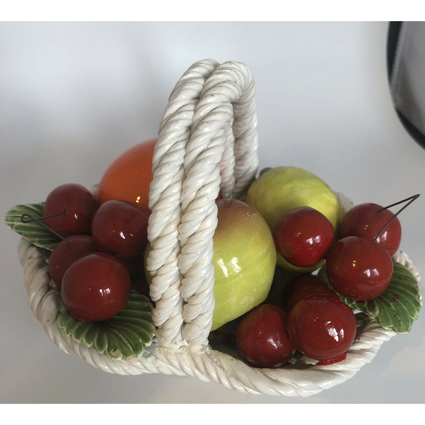 Capodimonte Bowl Ceramic Lattice Bowl of Fruit Made in Italy