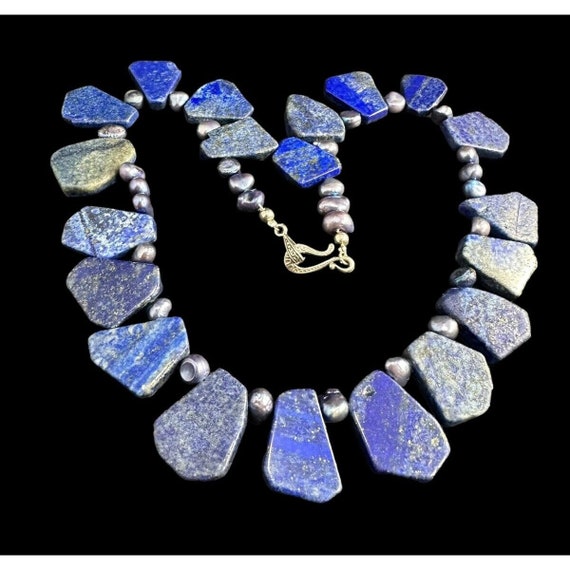 Necklace 925 Multi Gemstone Lapis Lazuli And Midn… - image 1