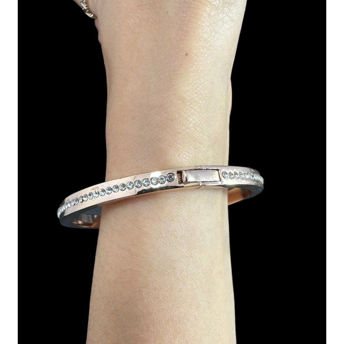 Kate Spade Rose Gold Tone RING IT UP Clear Pave Hinged Bangle Bracelet Etsy Canada