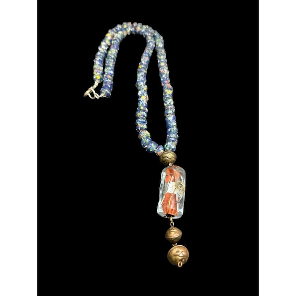 Boucles D'oreilles Perles En Pâte De Verre Murano Bleues - Plaqué Or - Neuf Sans Emballage