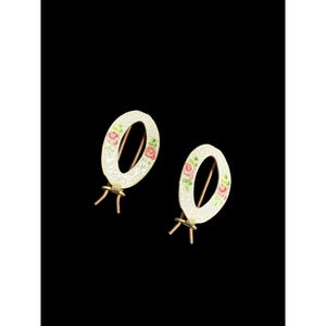 Vintage Guilloche Enamel Hair Pins Barrettes Floral Roses 1.5” Pair
