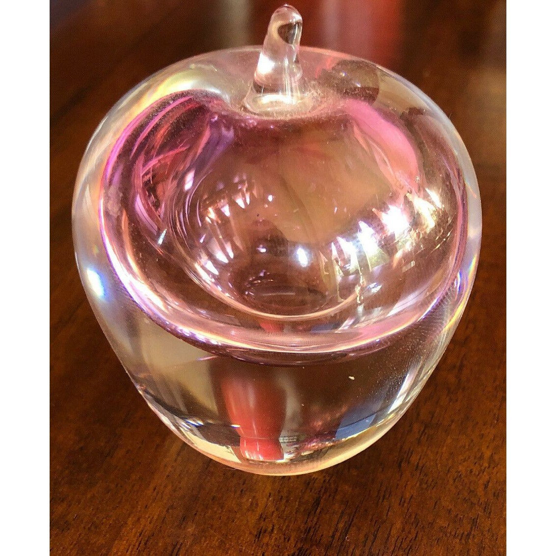 Vintage Studio Ahus Sweden 1982 Clear and Red Glass Apple