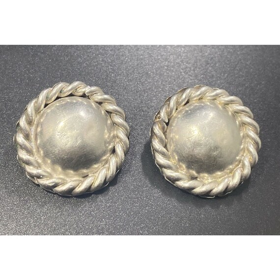 Vintage 925 Clip Earrings Round Braided Dome Heavy - image 6