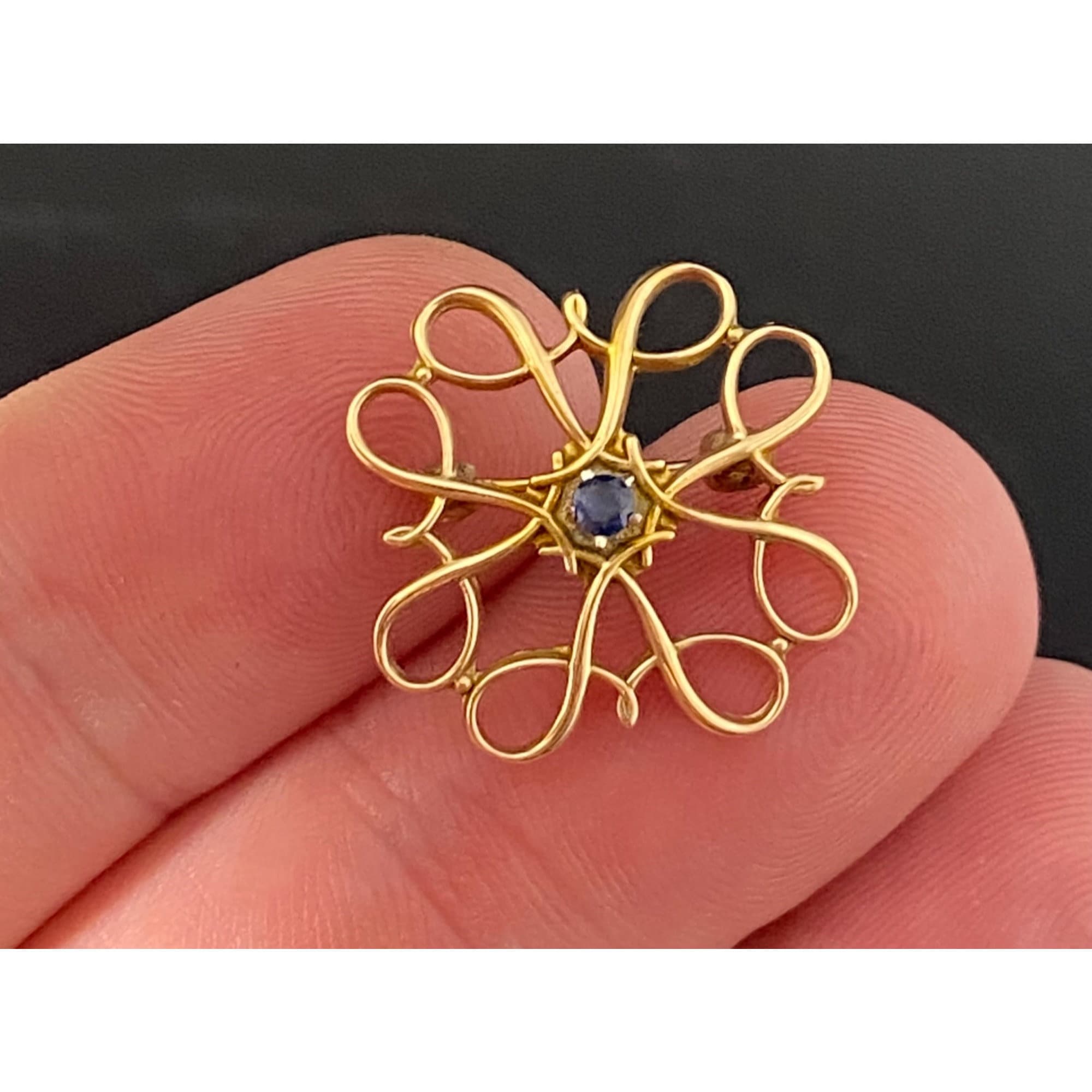 Vintage 10k Yellow Gold Blue Sapphire Pin Avon President's