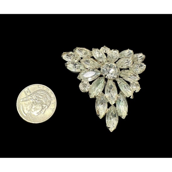 Art Deco Large Clear Marquise Pronged Crystal Bro… - image 4