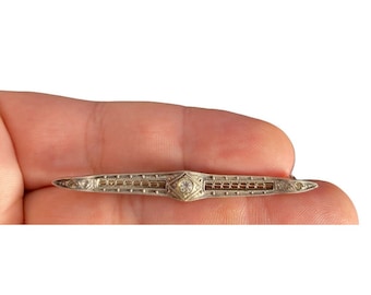 Vintage Sterling Silver Art Deco Bar Brooch Retro Pin
