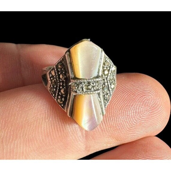 Ring Art Deco Sterling Silver Mother Of Pearl And… - image 4