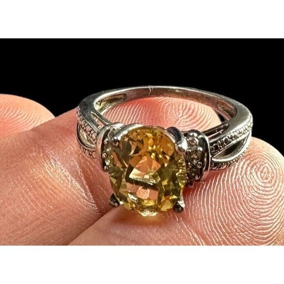 Ring Signed 925 SAI Citrine And Cubic Zirconia Co… - image 5