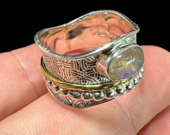 Ring DBM Kensington Moonstone Spinner Sterling Silver Size 10 Band Vintage